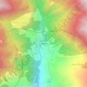 Topografische Karte Nakote, Höhe, Relief