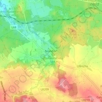 Topografische Karte Nondorf, Höhe, Relief