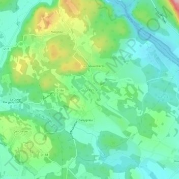 Topografische Karte Creys, Höhe, Relief