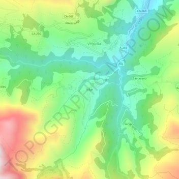 Topografische Karte Villar, Höhe, Relief