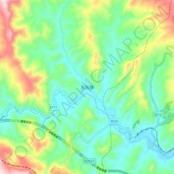 Topografische Karte 东风镇, Höhe, Relief