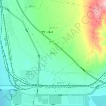 Topografische Karte 燕庄村, Höhe, Relief