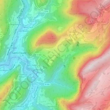 Topografische Karte Chaumont, Höhe, Relief
