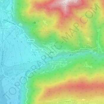 Topografische Karte Gavín, Höhe, Relief