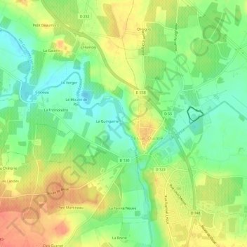 Topografische Karte Le Moulin Roux, Höhe, Relief