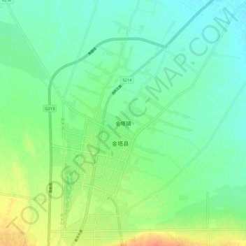 Topografische Karte 金塔镇, Höhe, Relief