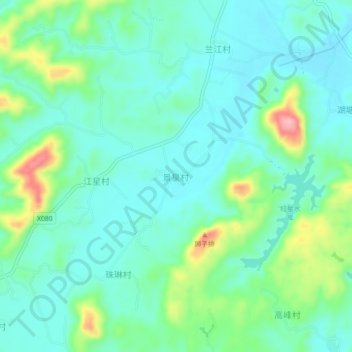 Topografische Karte 景星村, Höhe, Relief