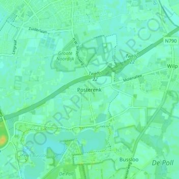 Topografische Karte Posterenk, Höhe, Relief