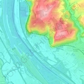 Topografische Karte Istein, Höhe, Relief