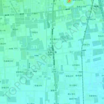 Topografische Karte 庞各庄镇, Höhe, Relief