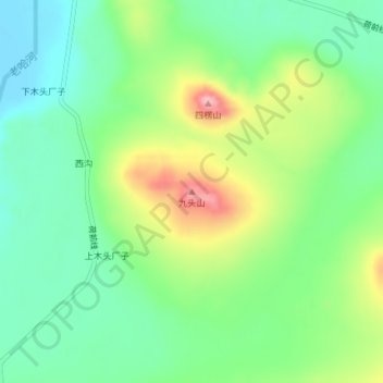 Topografische Karte 九头山, Höhe, Relief