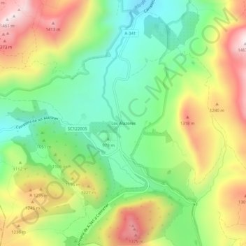 Topografische Karte Los Alazores, Höhe, Relief