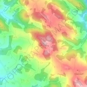 Topografische Karte Lüftnerberg, Höhe, Relief