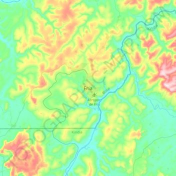 Topografische Karte Fria, Höhe, Relief