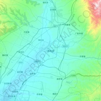Topografische Karte 洪洞县, Höhe, Relief