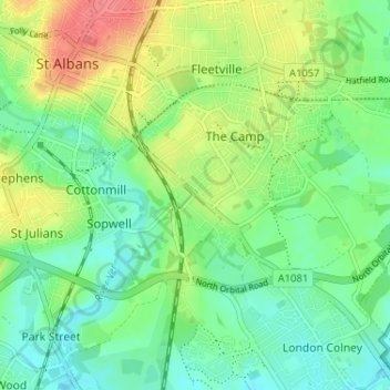 Topografische Karte Milehouse, Höhe, Relief