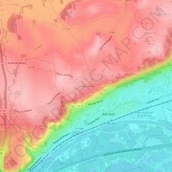 Topografische Karte Le Mas Rillier, Höhe, Relief