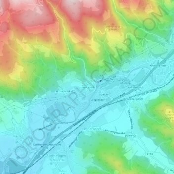 Topografische Karte Hadersdorf, Höhe, Relief