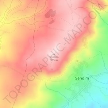 Topografische Karte Sendim, Höhe, Relief