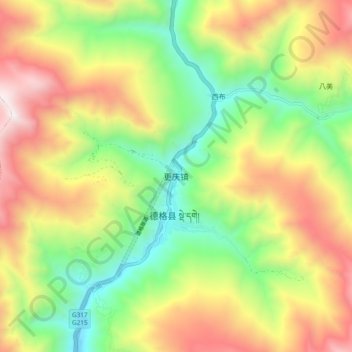 Topografische Karte 更庆镇, Höhe, Relief