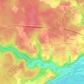 Topografische Karte Les Beauvais, Höhe, Relief