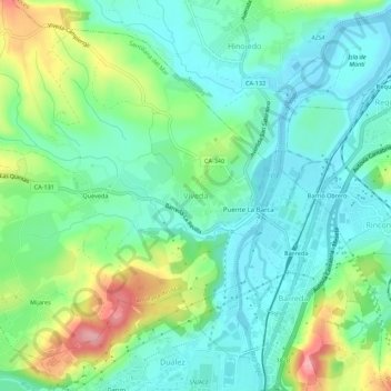 Topografische Karte Viveda, Höhe, Relief