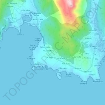 Topografische Karte Tal de Arriba, Höhe, Relief