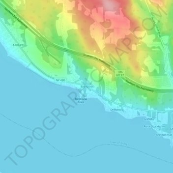 Topografische Karte Belleview, Höhe, Relief