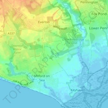Topografische Karte Lymore, Höhe, Relief
