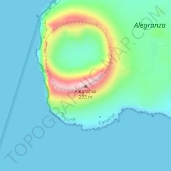 Topografische Karte Alegranza, Höhe, Relief