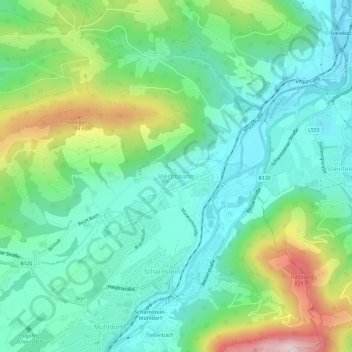 Topografische Karte Viechtwang, Höhe, Relief
