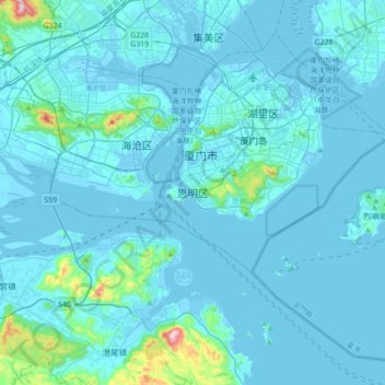 Topografische Karte 思明区, Höhe, Relief