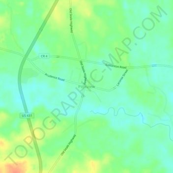 Topografische Karte Pittsview, Höhe, Relief