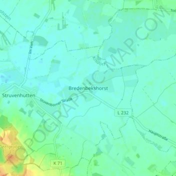 Topografische Karte Bredenbekshorst, Höhe, Relief