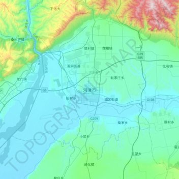 Topografische Karte 河津市, Höhe, Relief