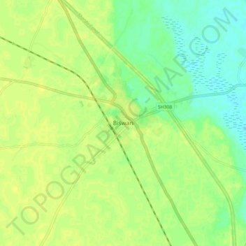 Topografische Karte Biswan, Höhe, Relief