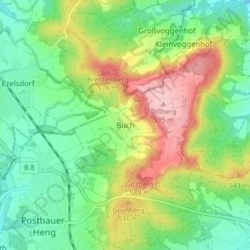 Topografische Karte Buch, Höhe, Relief