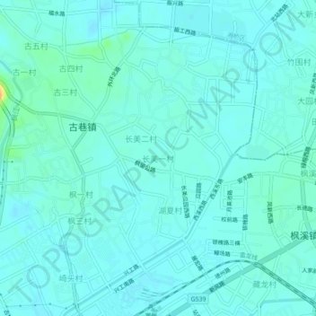 Topografische Karte 长美一村, Höhe, Relief