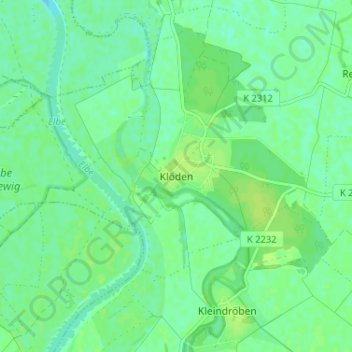 Topografische Karte Klöden, Höhe, Relief