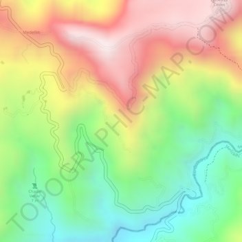 Topografische Karte Pueblo Hondo, Höhe, Relief