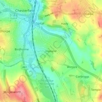 Topografische Karte Hasland, Höhe, Relief