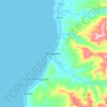 Topografische Karte Malapatan, Höhe, Relief