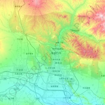 Topografische Karte 桥西区, Höhe, Relief