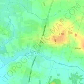 Topografische Karte Viöl, Höhe, Relief