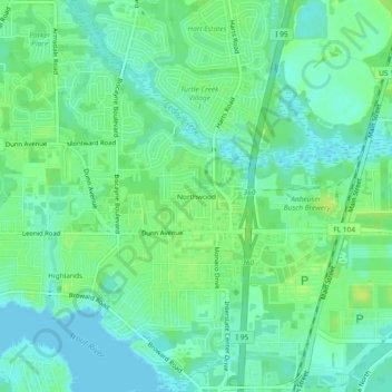 Topografische Karte Northwood, Höhe, Relief