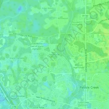 Topografische Karte Hammocks, Höhe, Relief