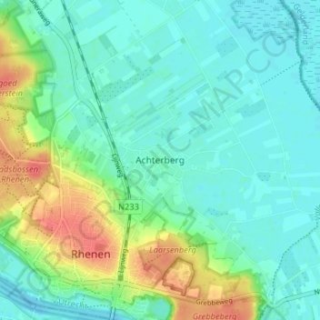 Topografische Karte Achterberg, Höhe, Relief