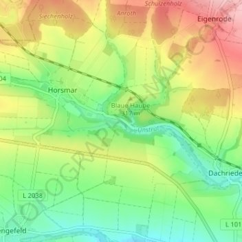 Topografische Karte Beyrode, Höhe, Relief