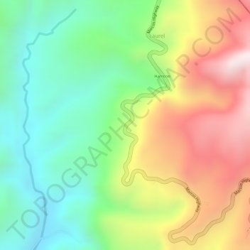 Topografische Karte Overlooking, Höhe, Relief