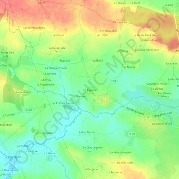 Topografische Karte Le Bignon, Höhe, Relief